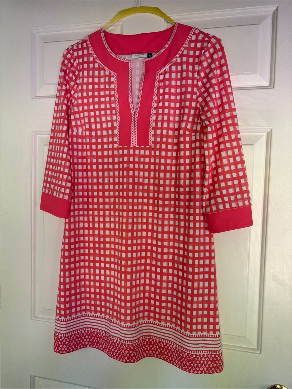 Cabana Life Coral Pink & White Checked Tunic Dress